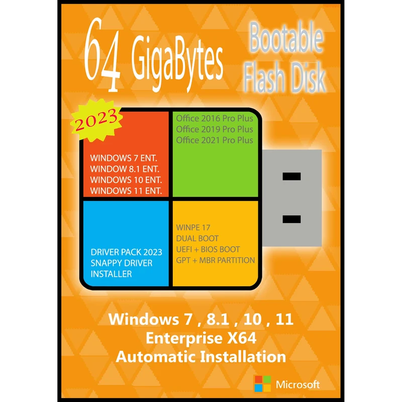 سیستم عامل Windows 7 8.1 10 11 Ent. X64 Driver Pack 2023 Office 2016-19-21 نشر مایکروسافت