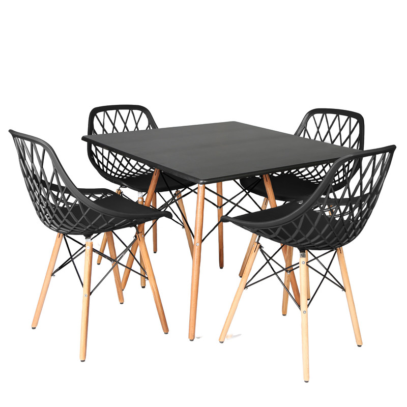 میز و صندلی ناهارخوری چهار نفره مدل الماس فایبرگلاس پایه ایفلی MM