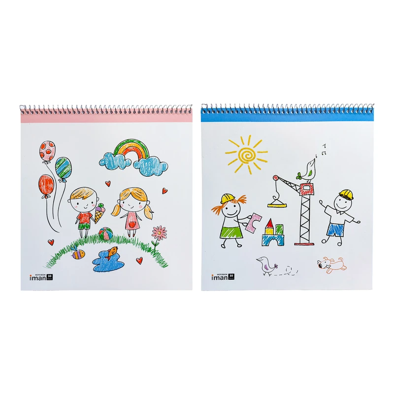 دفتر نقاشی 30 برگ ایمان مدل فانتزی طرح کودکانه بسته 2 عددی