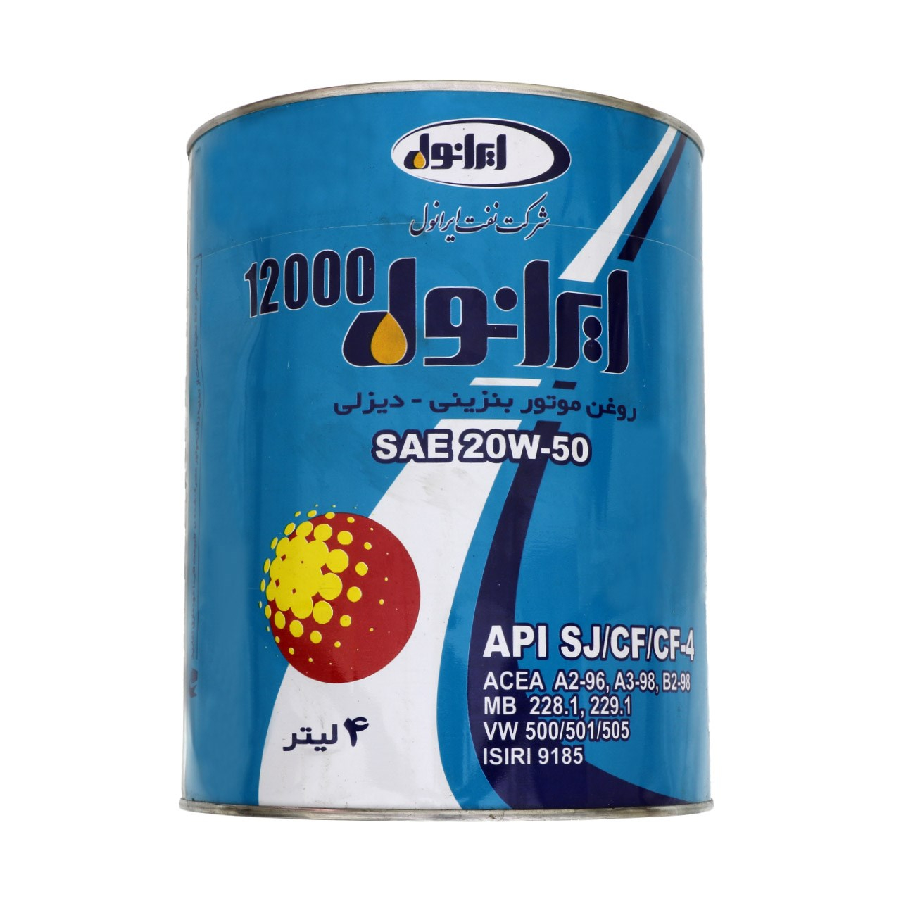روغن موتور خودرو ایرانول مدل 12000 ظرفیت 4 لیتر