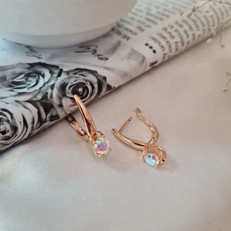 گوشواره زنانه ژوپینگ مدل نگینی رنگی رنگی