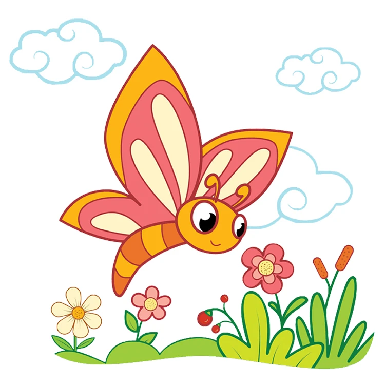 استیکر پارچه و لباس پاد آفرین مدل گل و پروانه کد DKST499