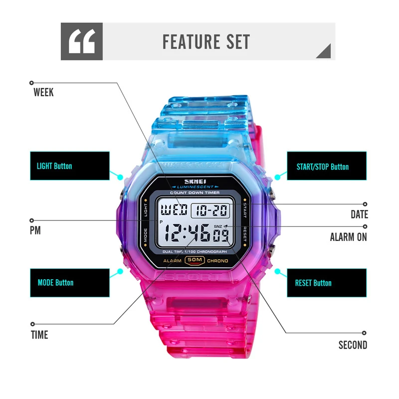 عکس شماره 6 : ساعت مچی دیجیتال اسکمی مدل 1622 bu-rd