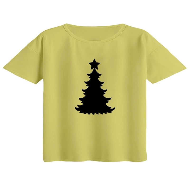 کراپ تی‌شرت آستین کوتاه زنانه مدل درخت کریسمس
