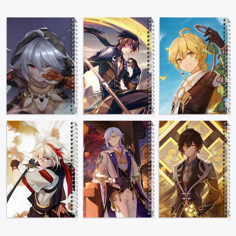 دفتر مشق 50 برگ خندالو طرح گنشین ایمپکت (Genshin Impact) کد 795 مجموعه 6 عددی