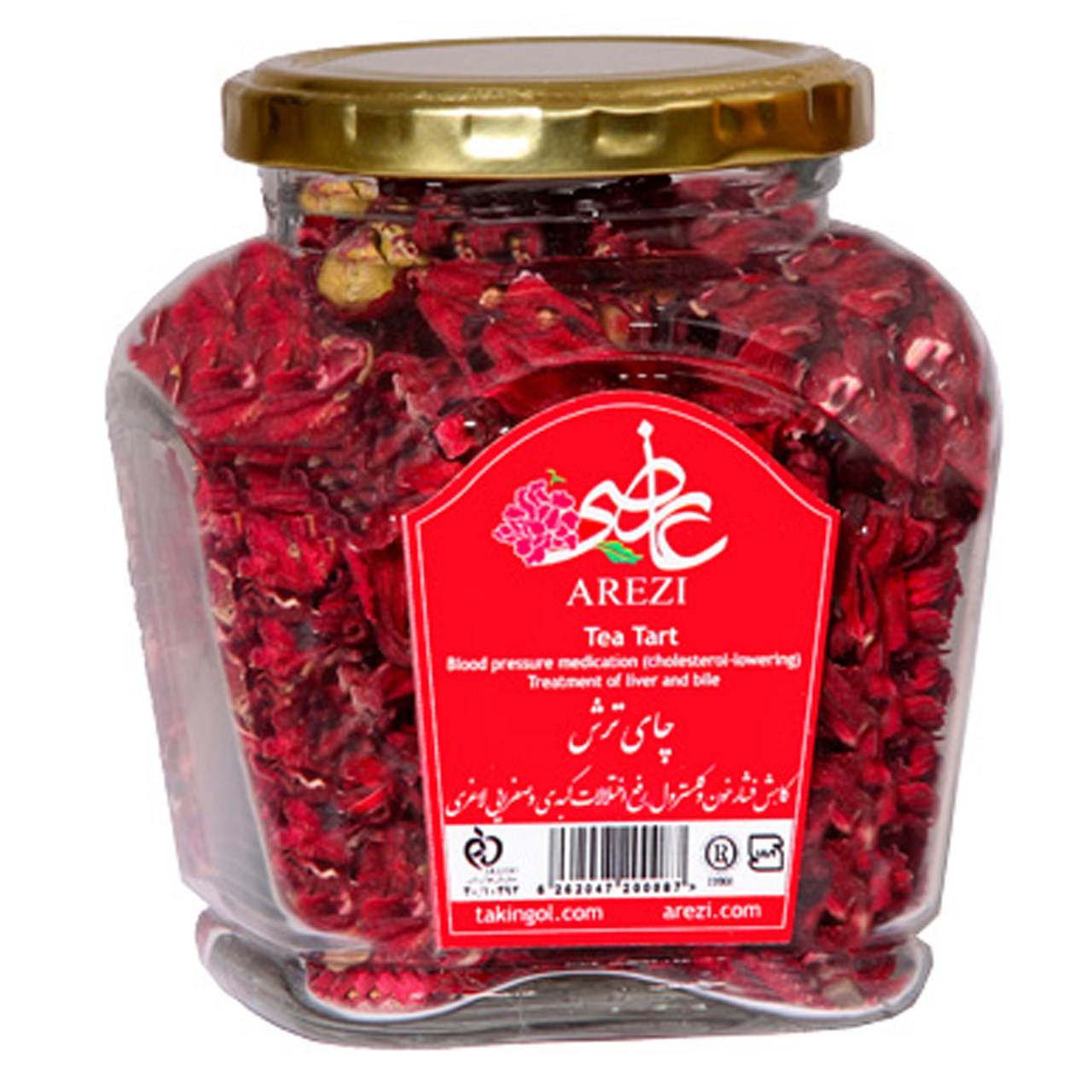 دمنوش چای ترش عارضی بسته بندی شیشه ای مدل Hibiscus Whole Flower