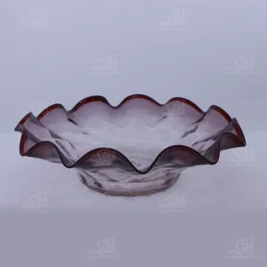 کاسه شیشه گری فوتی رنگ ‏بنفش‏ طرح ‏لب چین‏ مدل  1003800009