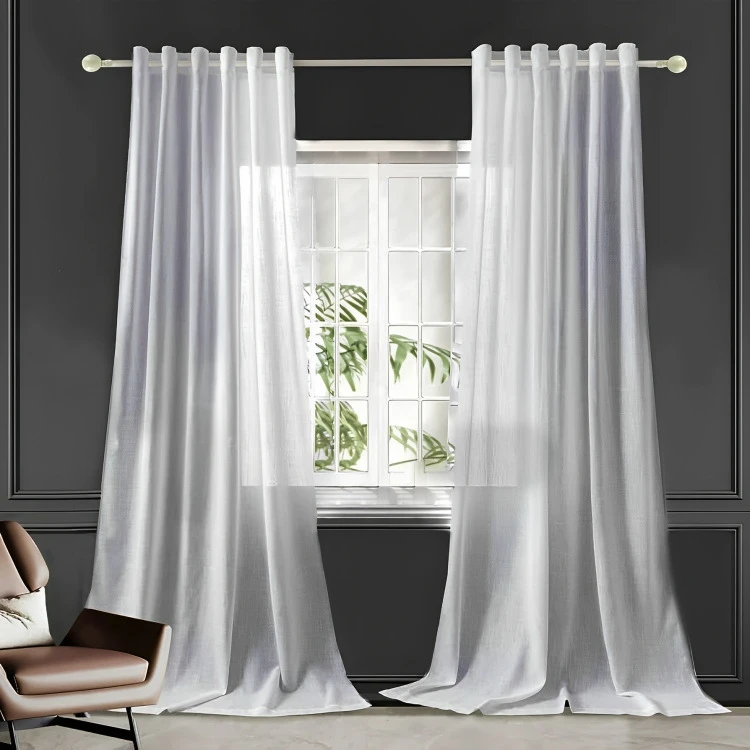 پرده تیکو دکو مدل کتان شفاف افکت دار شش چین سایز 225x280 سانتی متر