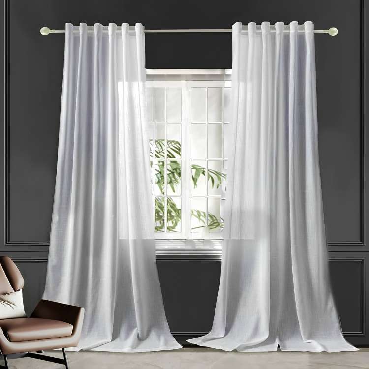 پرده تیکو دکو مدل کتان شفاف افکت دار شش چین سایز 225x280 سانتی متر