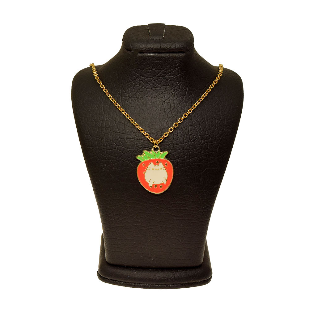 گردنبند دخترانه دلنار گالری مدل توت فرنگی و گربه گردنبند دخترانه دلنار گالری مدل توت فرنگی و گربه