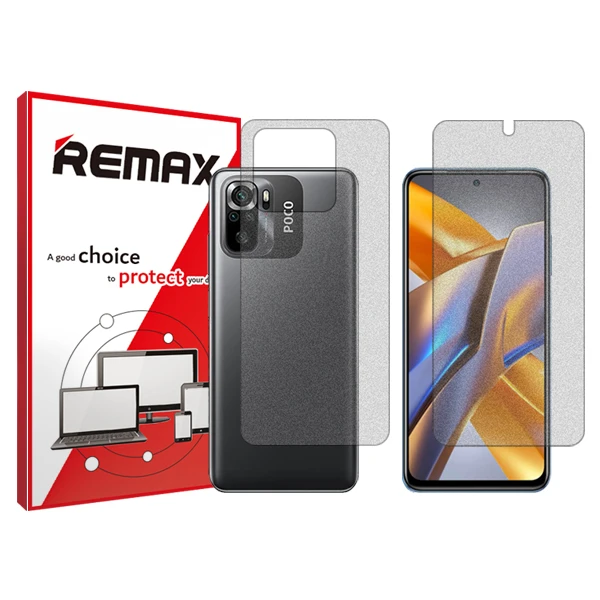 محافظ صفحه نمایش مات ریمکس مدل HyMTT مناسب برای گوشی موبایل شیائومی Poco M5s به همراه محافظ پشت گوشی