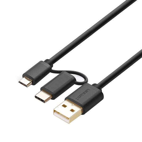 کابل تبدیل USB به microUSB و USB-C یوگرین مدل US142 طول 1 متر کابل تبدیل USB به microUSB و USB-C یوگرین مدل US142 طول 1 متر