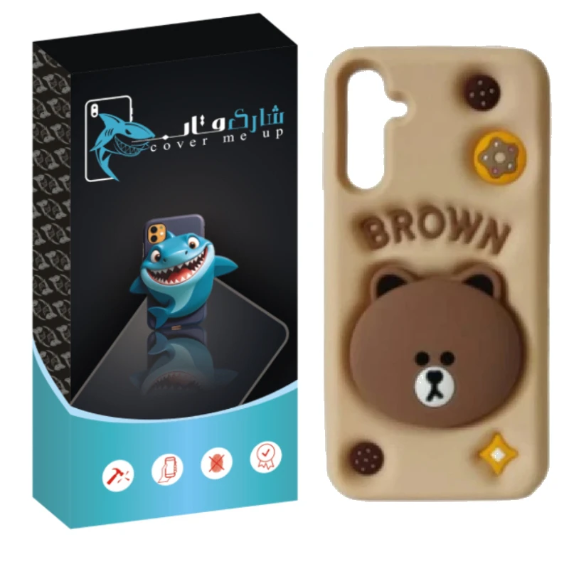 کاور شارک قاب مدل عروسکی طرح خرس سیلیکونی مناسب برای گوشی موبایل سامسونگ Galaxy A55