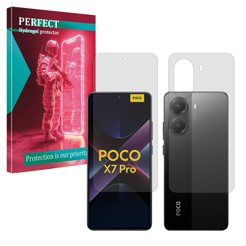 محافظ صفحه نمایش شفاف پرفکت مدل Tough مناسب برای گوشی موبایل شیائومی Poco X7 Pro به همراه محافظ پشت گوشی