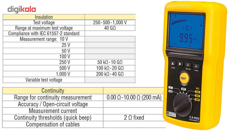 تستر مقاومت عایقی کاوین آرنوکس مدل CA6522 تستر مقاومت عایقی کاوین آرنوکس مدل CA6522