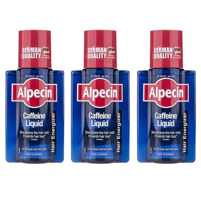 محلول تقویت کننده مو آلپسین مدل Caffeine حجم 200 میلی لیتر بسته 3 عددی