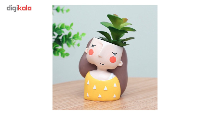 گلدان دکوگل طرح دخترک لباس زرد مدل DG023