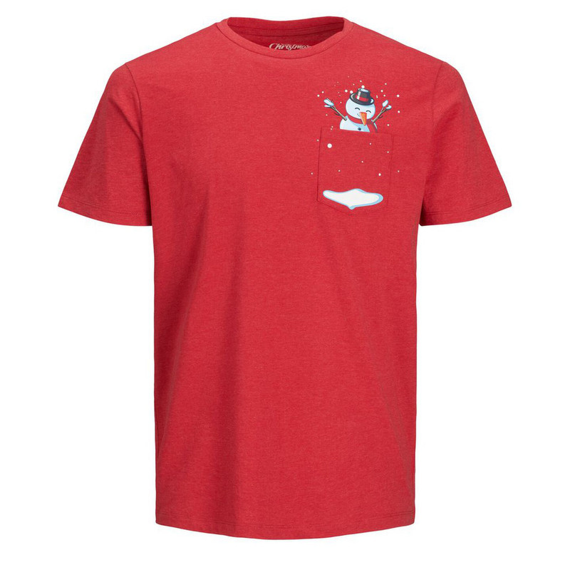 تی شرت آستین کوتاه پسرانه جک اند جونز مدل MASGANG12180474 رنگ قرمز