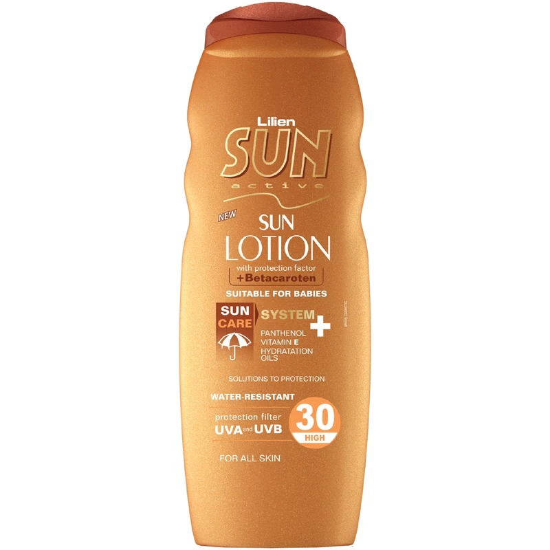 لوسیون آفتاب لیلین سان اکتیو مدل Protection Factor With Betacaroten با SPF30 حجم 200 میلی لیتر