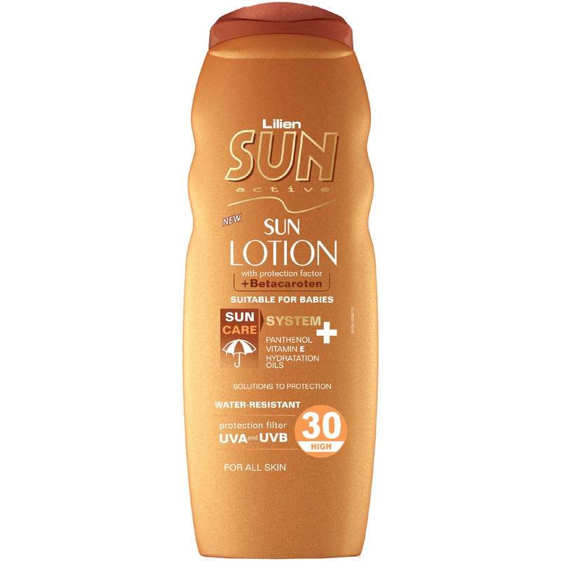 لوسیون آفتاب لیلین سان اکتیو مدل Protection Factor With Betacaroten با SPF30 حجم 200 میلی لیتر