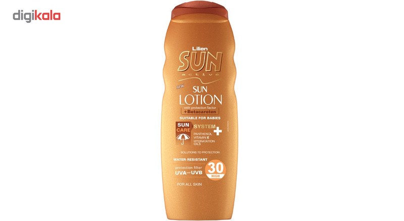 لوسیون آفتاب لیلین سان اکتیو مدل Protection Factor With Betacaroten با SPF30 حجم 200 میلی لیتر