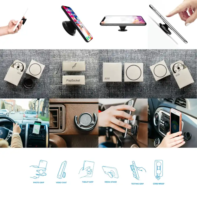 پایه نگهدارنده گوشی موبایل پاپ  سوکت آکام مدل APSC002002 به همراه پاپ کلیپ