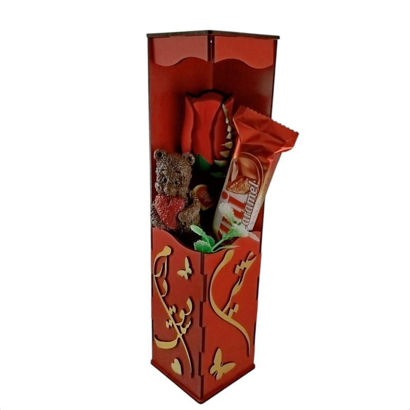 ست هدیه روز عشق مدل باکس چوبی مجموعه ۳ عددی