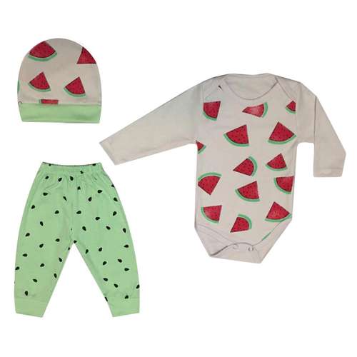 ست 3 تکه لباس نوزادی مدل هندوانه