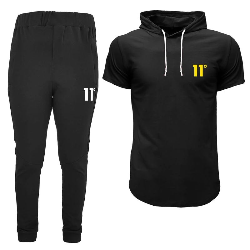 ست تی شرت کلاه دار و شلوار مردانه مدل 00032317