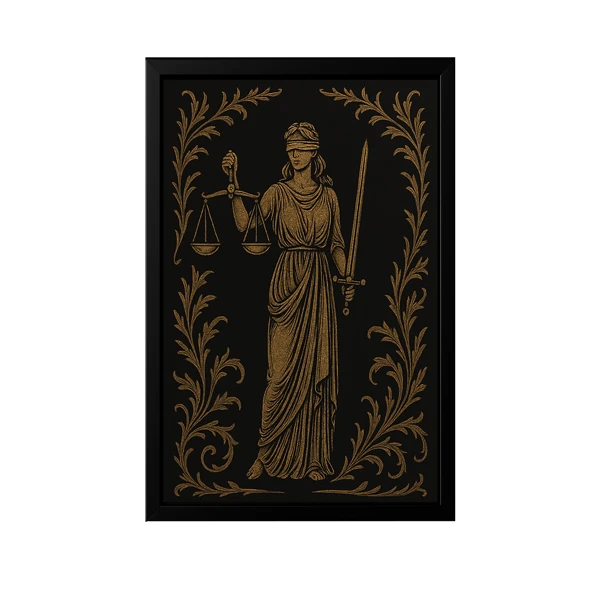 تابلو نقاشی ورق طلا مدل نماد وکالت کد0010