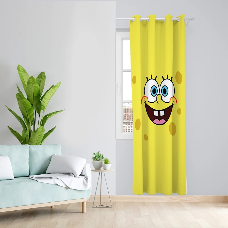 پرده طرح باب اسفنجی مدل مخمل پانچی کد L 911 Z سایز 140x200 سانتی متر