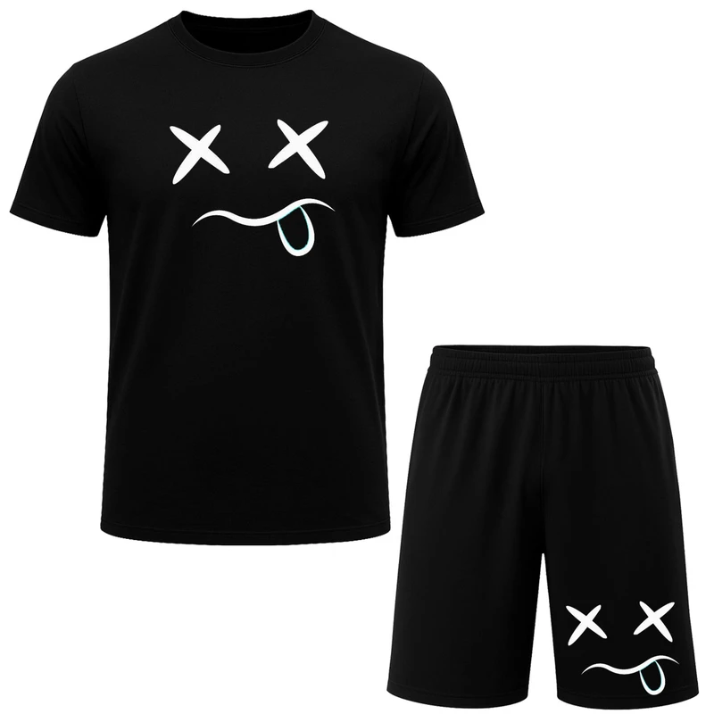 ست تی شرت آستین کوتاه و شلوارک راحتی مردانه مدل لبخند کد A114