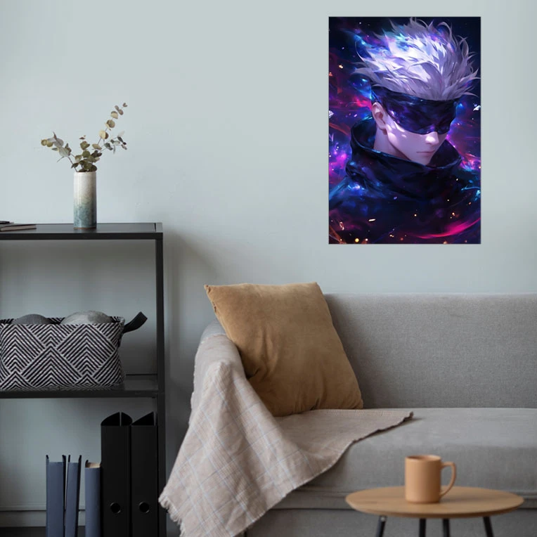 پوستر گوفی مدل گوجو ساتورو خفن و با جذبه انیمه جوجوتسو کایسن طرح Gojo Saturo Jujutsu Kaisen Anime کد BLIND54