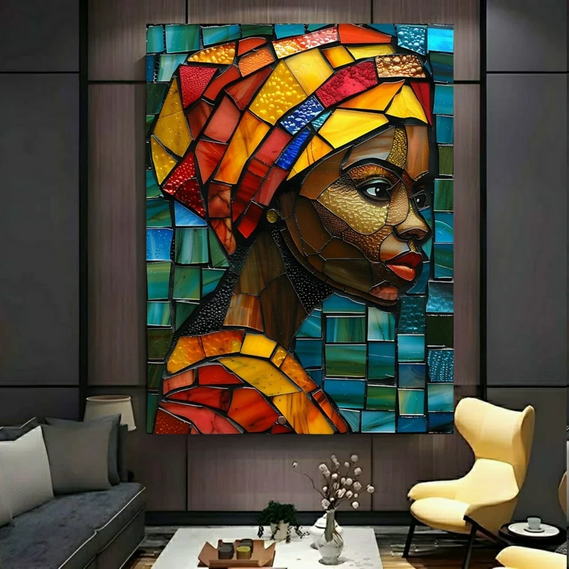 استیکر طرح پرتره آفریقایی مدل شیشه رنگی کد BK24781