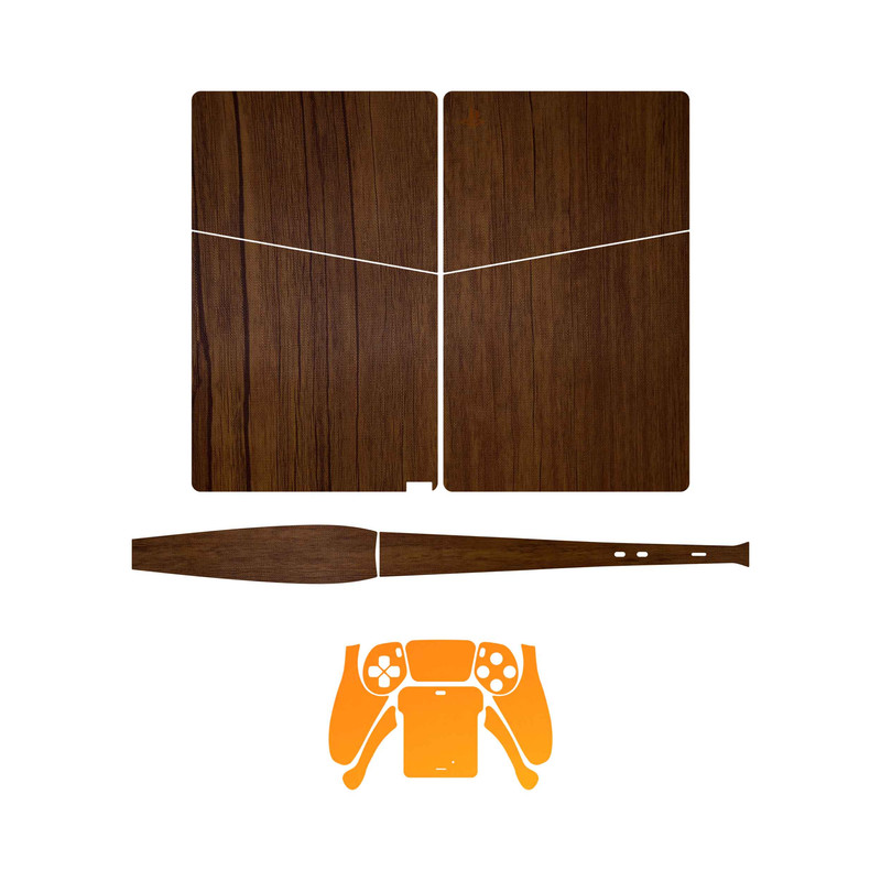 برچسب کنسول و دسته بازی PS5 Slim Digital Edition ماهوت مدل Orange Wood_Matte Orange 