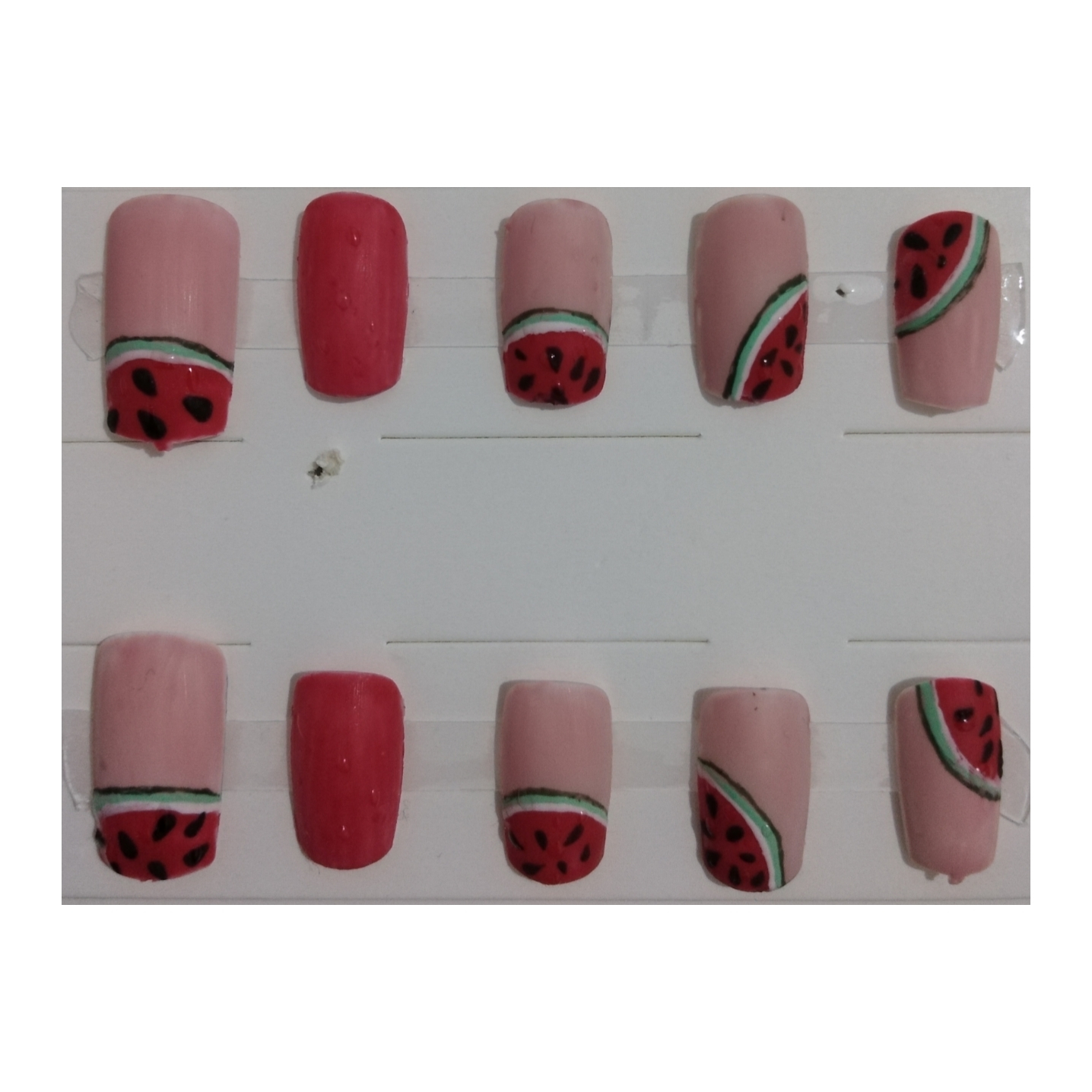 ناخن مصنوعی مدل هندوانه بسته ده عددی