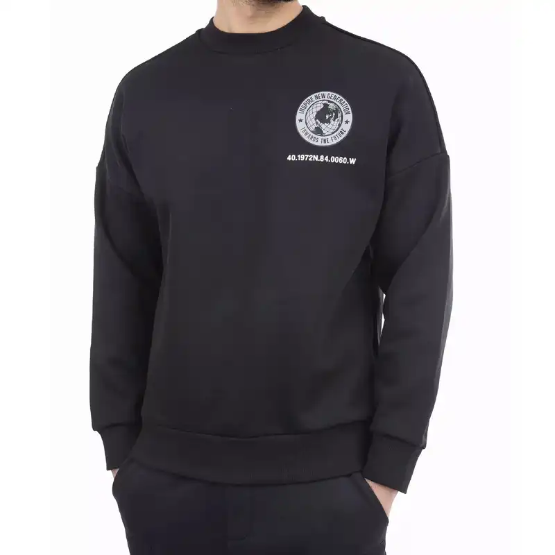 سویشرت مردانه جین وست مدل یقه گرد کد 808540 رنگ مشکی