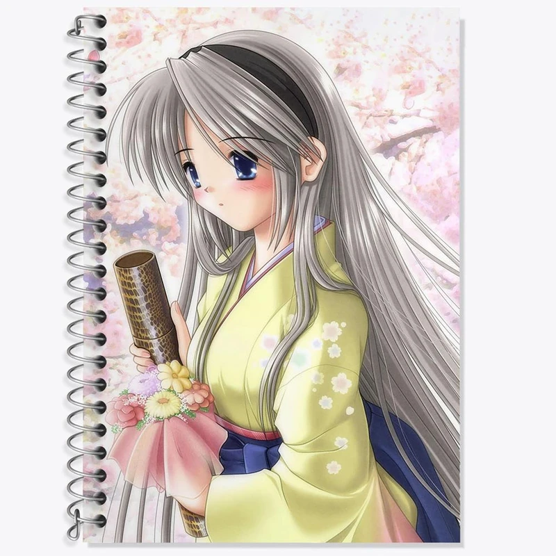 دفتر زبان 50 برگ خندالو مدل دو خط طرح ساکاگامی انیمه کلاناد Clannad کد 22423