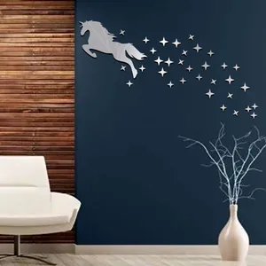 آینه پلکسی گلس مدل فروردین طرح اسب تک شاخ مجموعه 31 عددی