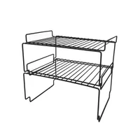 نظم‌دهنده کابینت 2 عددی مدل راف طبقه ای، آهن با روکش استیل، مناسب کابینت و کشو، نصب روکار، 2 محفظه، قابلیت جابه‌جایی سبد، ابعاد 33x24x14 سانتی‌متر، وزن 400 گرم