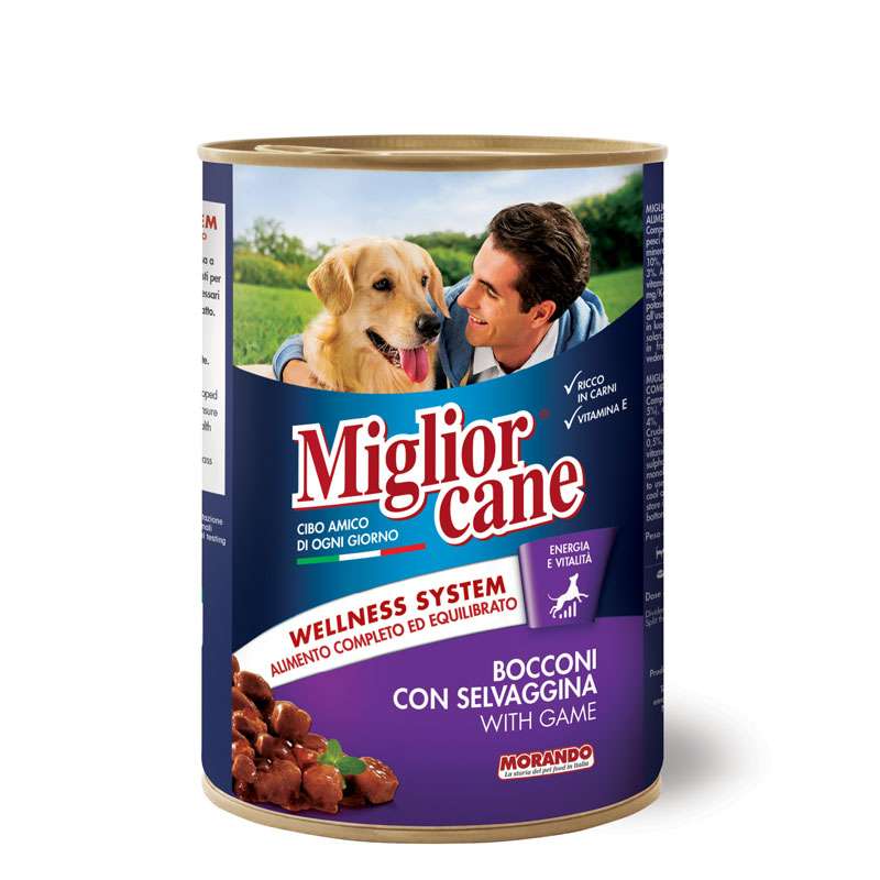 کنسرو سگ موراندو مدل Migliorcane Chunck With Game وزن 400 گرم 