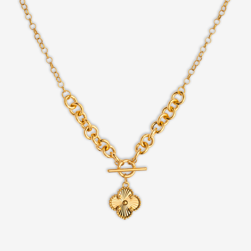 گردنبند طلا 18 عیار زنانه با زنجیر حلقه‌ای (فلامینگو) نگین مدل 140