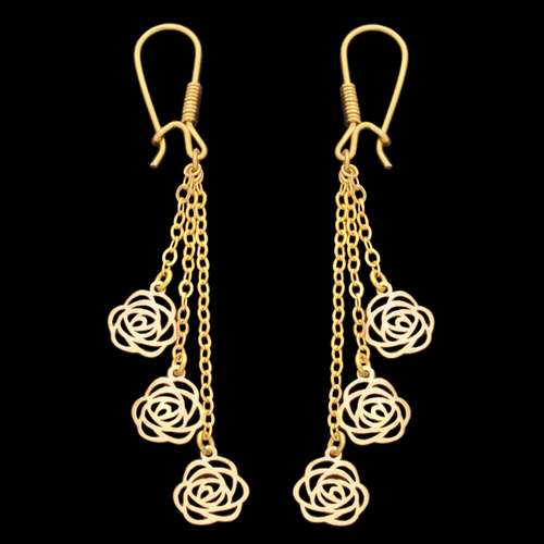 گوشواره طلا 18 عیار زنانه طلای مستجابی مدل گوشواره طلا 18 عیار زنانه طلای مستجابی مدل گل رز  کد 3