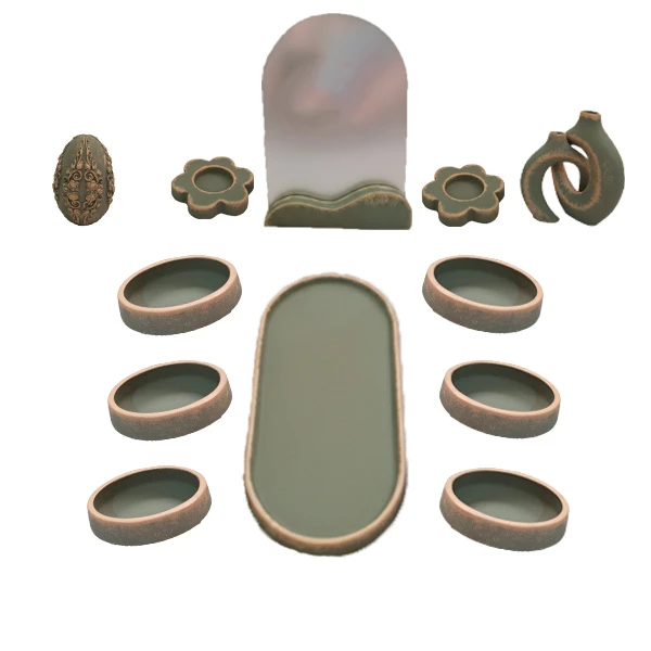 مجموعه ظروف هفت سین 14 پارچه مدل پتینه شده کلاسیک مدرن کد 05