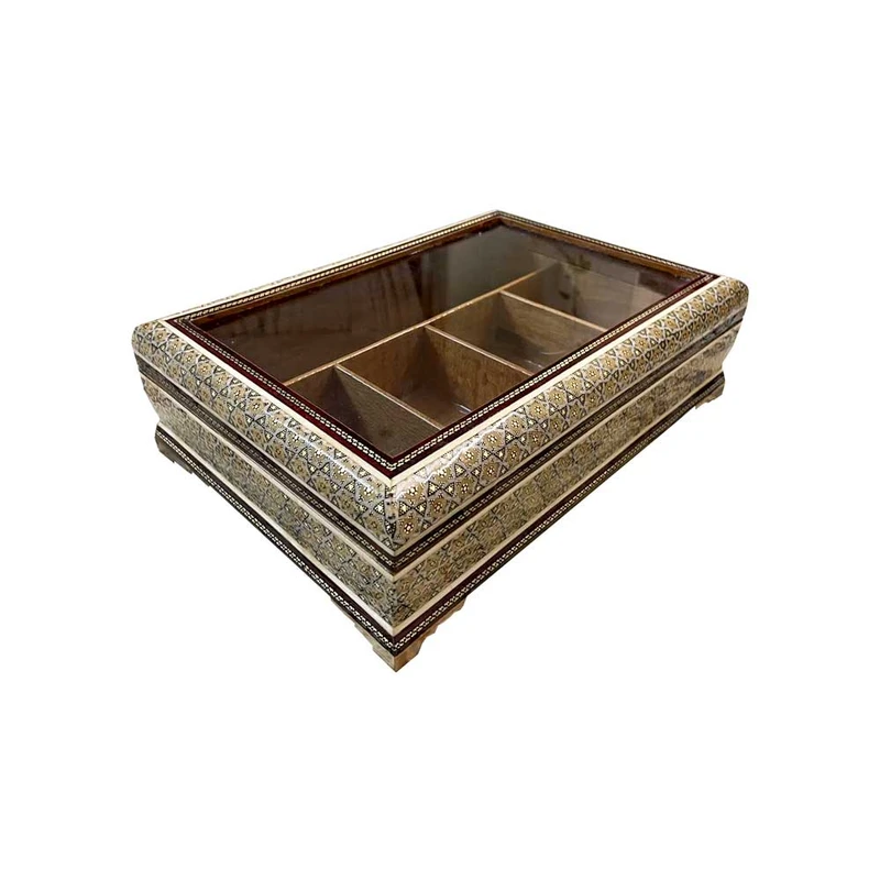 جعبه خاتم کاری چوبی کد 30