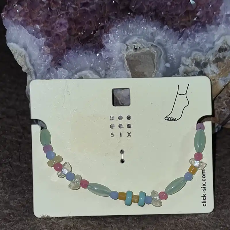 پابند زنانه سیکس مدل سنگی شیک فانتزی طرح سنگ رنگین کمانی