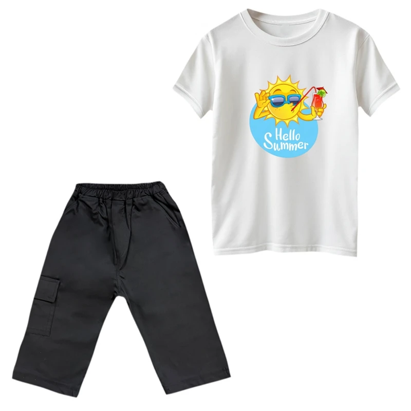 ست تی‌شرت و شلوارک پسرانه مدل سلام تابستون