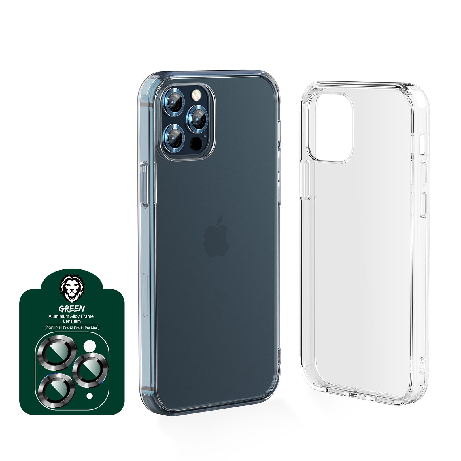 محافظ صفحه نمایش گرین مدل 4in1 مناسب برای گوشی موبایل اپل iPhone 12 Pro max به همراه محافظ پشت گوشی و محافظ لنز دوربین و کاور