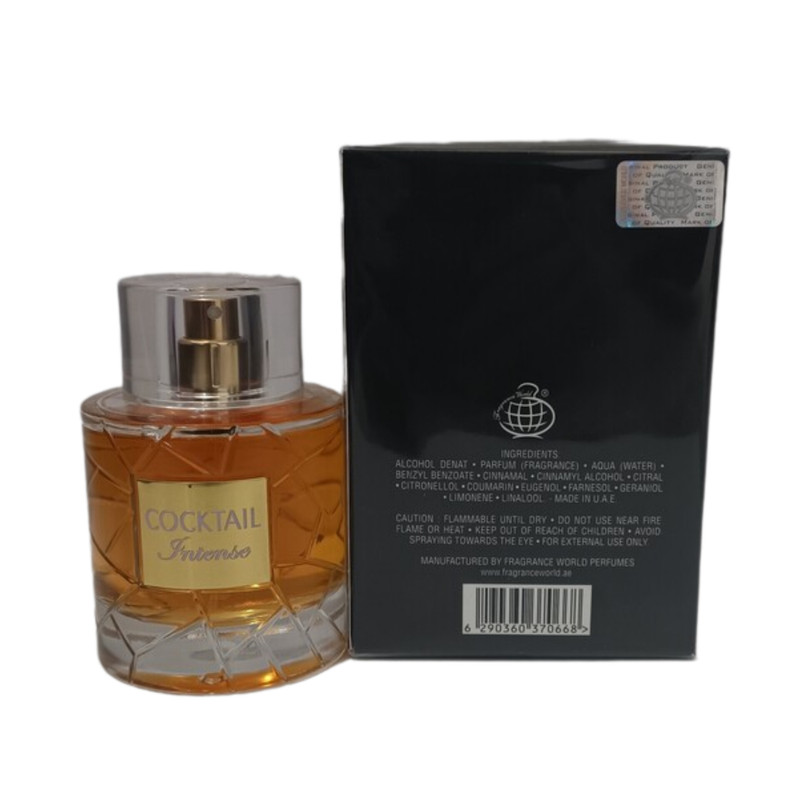 ادوپرفیوم فراگرنس ورد مدل کوکتال اینتنس  حجم 100 میلی‌لیتر