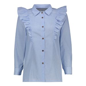 شومیز آستین بلند یقه برگردان زنانه مدل کیان رنگ آبی